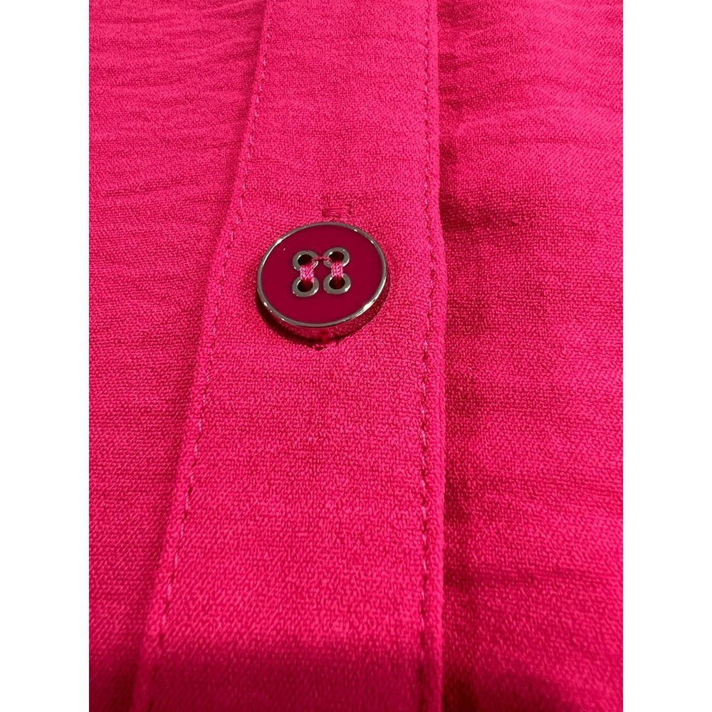 Multiples Button Front Tunic Womens Large Pink NWT Roll Tab Sleeve Slit Hem F5 - Picture 8 of 8